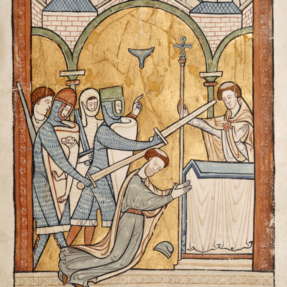 Medieval artwork showing the murder of Thomas Becket